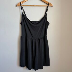 Black Tape Cami Romper Black Large Jersey Knit Athleisure Preppy Twee Summer